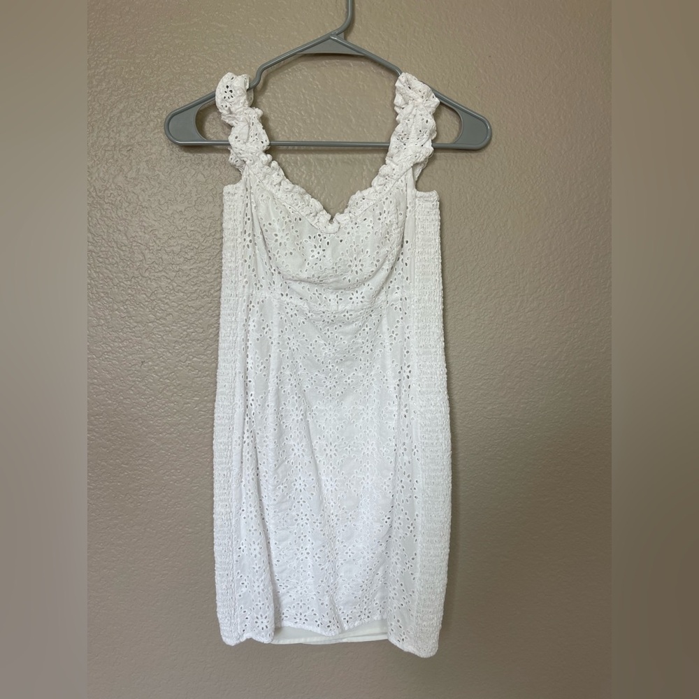 ASTR the label White Eyelet Dress with Ruffled Straps